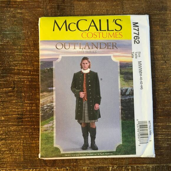 McCalls Sewing Pattern M7762 Mens Outlander the Series Jacket 38 40 42 44 UNCUT - Picture 1 of 2
